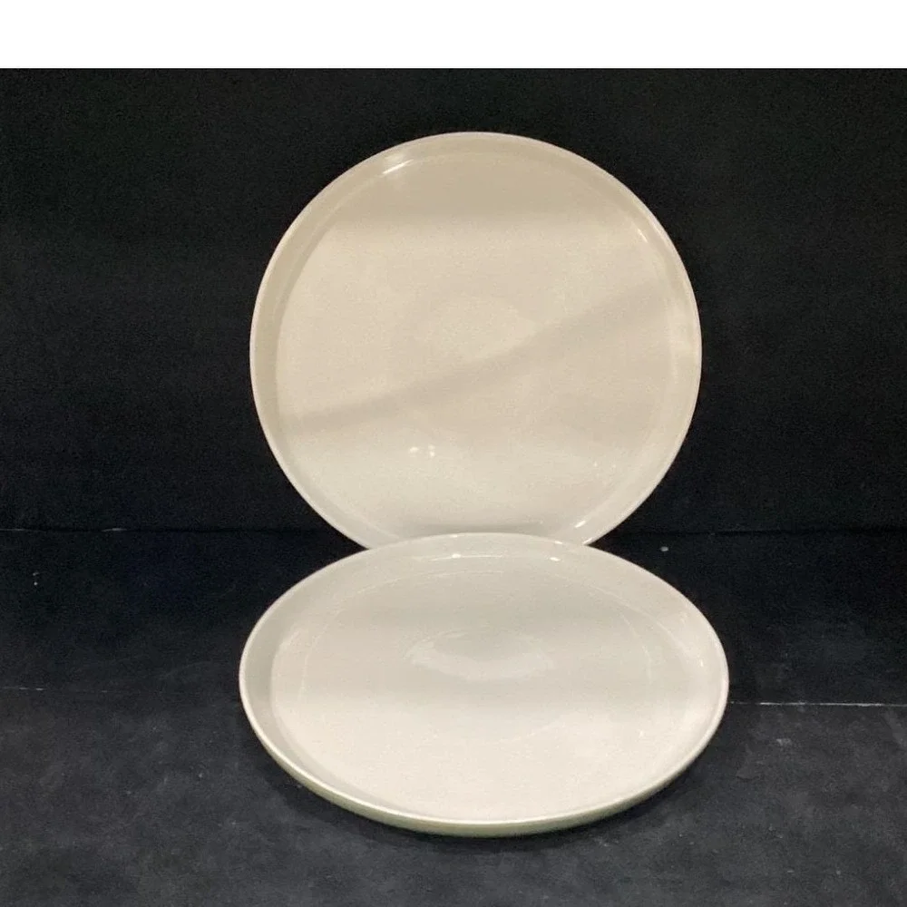 Dowan‎ Cream Dinner Plates, Set of 2, Green Underside, Replacement Dinnerware